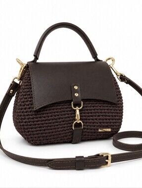 NEW❗️Lady Cord Handmade Brown Crochet Crossbody Bag